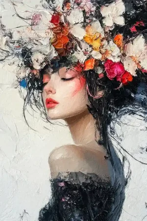 Schilderij Vrouw - bloemen Favoriet